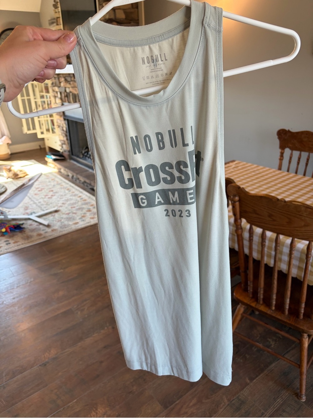 NOBULL Light Sage Green Performance Tank Top with Dark Gray Logo